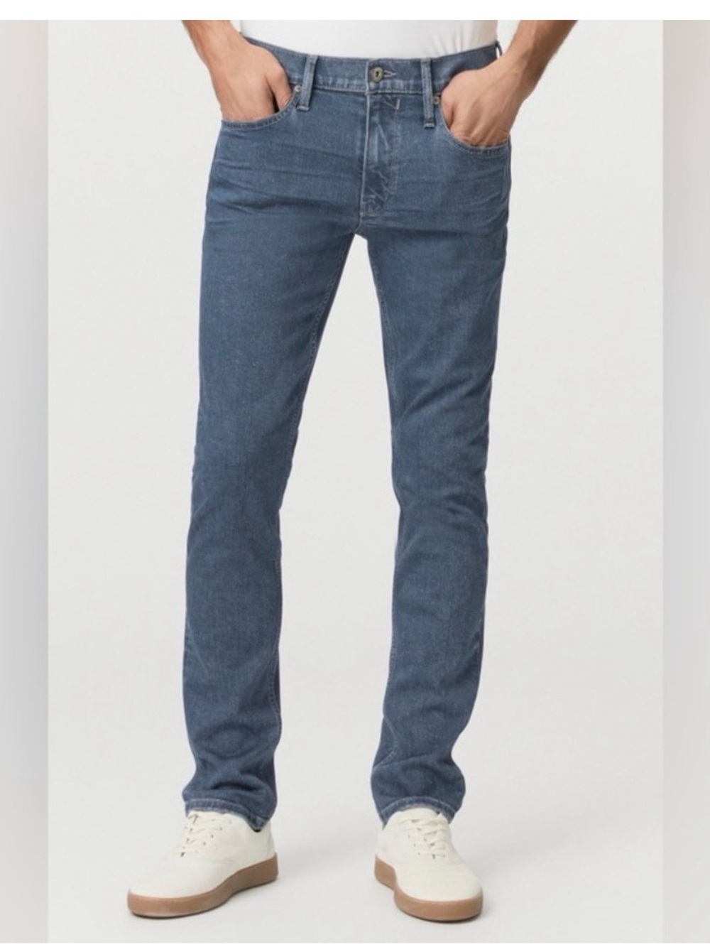 PAIGE Lennox Men’s Slim Straight Jeans Blue Stretch Denim 34